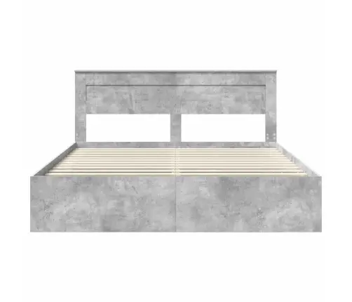 Gultas Rāmis Betons 200 X 200 Cm Ciets Priedes Koks Vidaxl