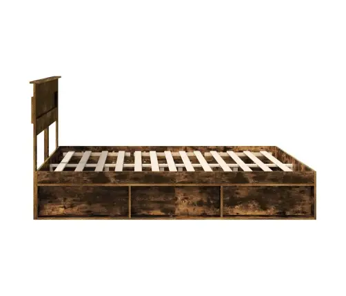 Gultas Rāmis Dūmaka Ozols 200 X 200 Cm Ciets Priedes Koks Vidaxl