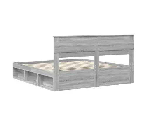 Gultas Rāmis Pelēks Sonoma 200 X 200 Cm Ciets Priedes Koks Vidaxl