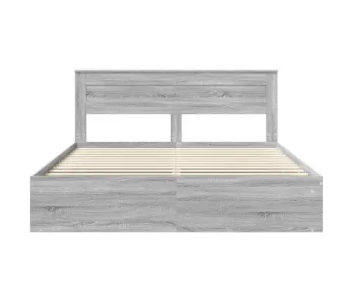 Gultas Rāmis Pelēks Sonoma 200 X 200 Cm Ciets Priedes Koks Vidaxl