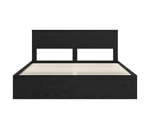 Lovos Rėmas Su Stalčių Juoda 180 X 200 Cm Kietos Pušies Mediena