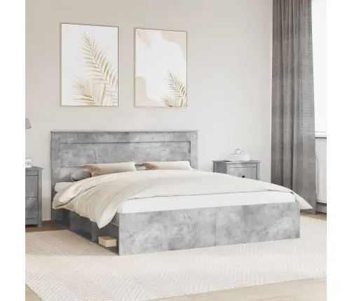 Gultas Rāmis Betons 180 X 200 Cm Ciets Priedes Koks Vidaxl