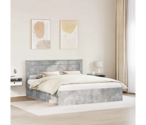 Gultas Rāmis Betons 180 X 200 Cm Ciets Priedes Koks Vidaxl