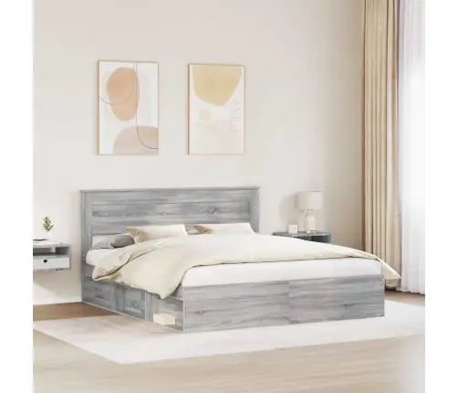 Gultas Rāmis Pelēks Sonoma 180 X 200 Cm Ciets Priedes Koks Vidaxl