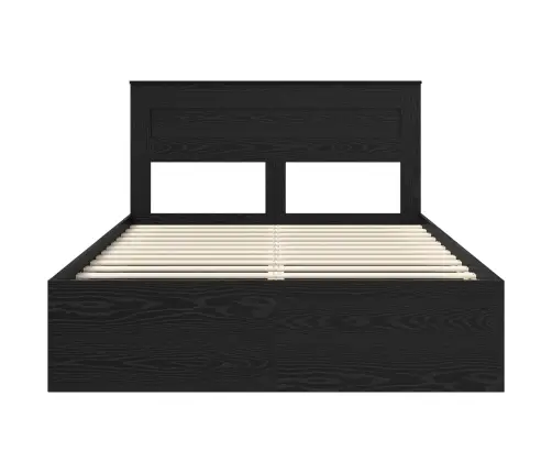 Voodi Raam Madratsiga Peaga Must 160 X 200 Cm Tahke Mänd