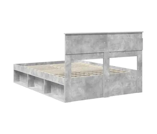 Voodi Raam Peaga Betoon 160 X 200 Cm Tahke Mänd