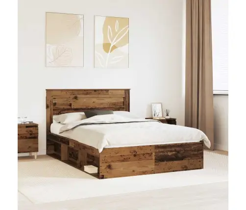 Gultas Rāmis Vecs Koks 160 X 200 Cm Ciets Priedes Koks Vidaxl