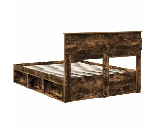 Voodi Raam Madratsiga Suitsetatud Tamm 150 X 200 Cm Tahke Mänd