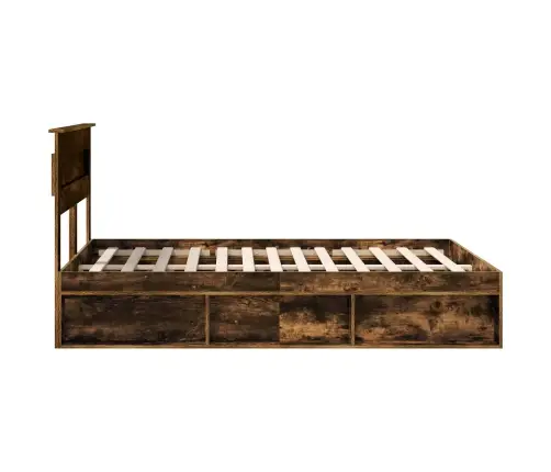 Voodi Raam Madratsiga Suitsetatud Tamm 150 X 200 Cm Tahke Mänd