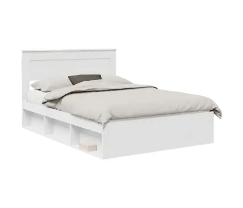 Gultas Rāmis Balts 140 X 190 Cm Ciets Priedes Koks Vidaxl