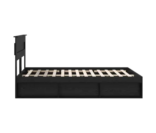 Voodi Raam Madratsiga Peaga Must 140 X 200 Cm Tahke Mänd