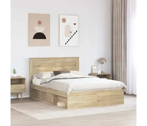 Gultas Rāmis Sonoma 140 X 190 Cm Ciets Priedes Koks Vidaxl