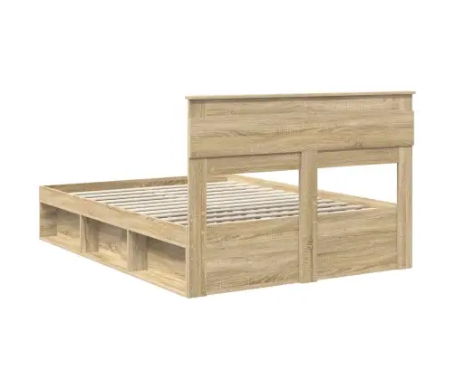 Voodi Raam Peaga Ladustamisega Sonoma 140 X 190 Cm Tahke Mänd