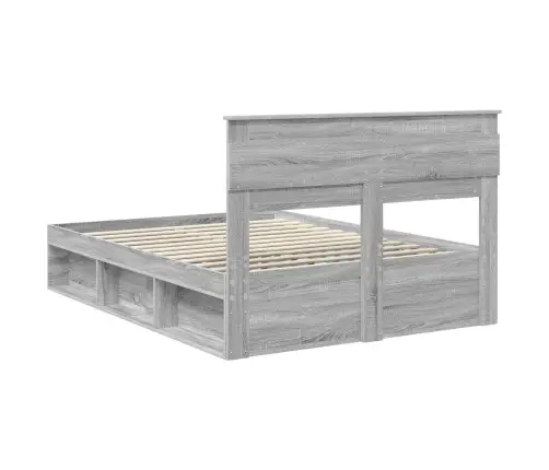 Gultas Rāmis Pelēks Sonoma 140 X 190 Cm Ciets Priedes Koks Vidaxl