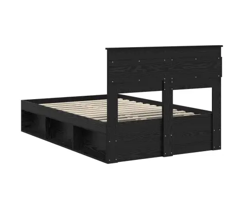 Gultas Rāmis Ar Matraci Melna 135 X 190 Cm Ciets Priedes Koks Vidaxl