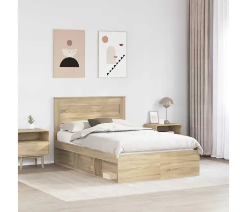 Gultas Rāmis Sonoma 120 X 190 Cm Ciets Priedes Koks Vidaxl