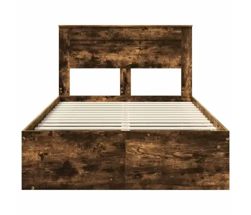 Gultas Rāmis Dūmaka Ozols 120 X 190 Cm Ciets Priedes Koks Vidaxl