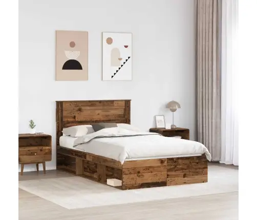 Voodi Raam Peaga Vana Puit 120 X 190 Cm Tahke Mänd