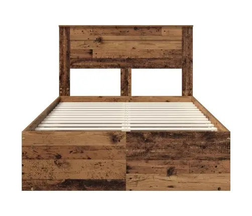 Voodi Raam Peaga Vana Puit 120 X 190 Cm Tahke Mänd