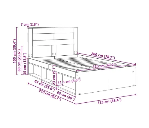 Gultas Rāmis Ar Matraci Melna 120 X 200 Cm Ciets Priedes Koks Vidaxl