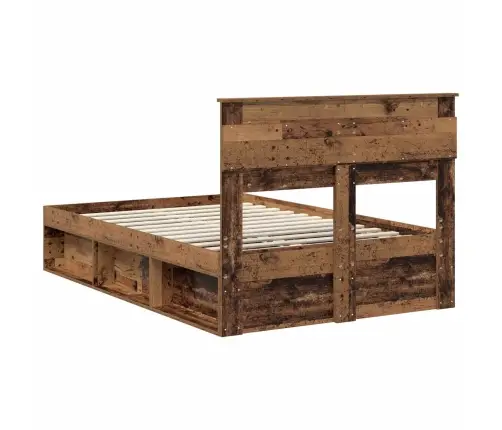 Voodi Raam Peaga Vana Puit 120 X 200 Cm Tahke Mänd