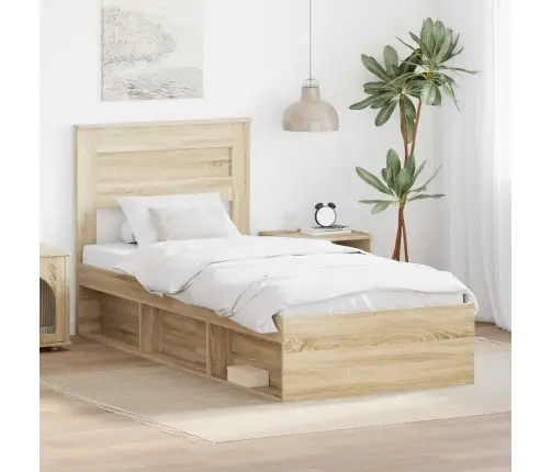 Gultas Rāmis Sonoma 100 X 200 Cm Ciets Priedes Koks Vidaxl