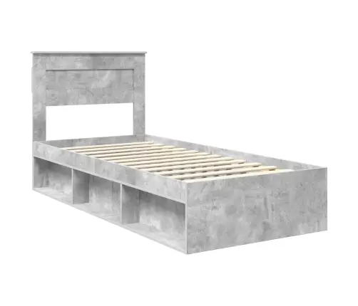 Gultas Rāmis Betona Pelēks 100 X 200 Cm Ciets Priedes Koks Vidaxl