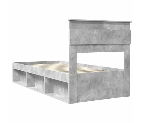 Gultas Rāmis Betona Pelēks 100 X 200 Cm Ciets Priedes Koks Vidaxl