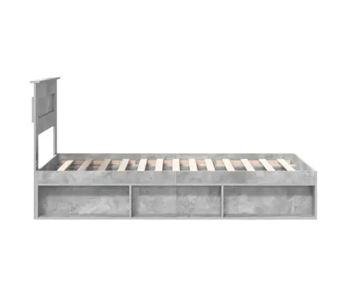 Gultas Rāmis Betona Pelēks 100 X 200 Cm Ciets Priedes Koks Vidaxl