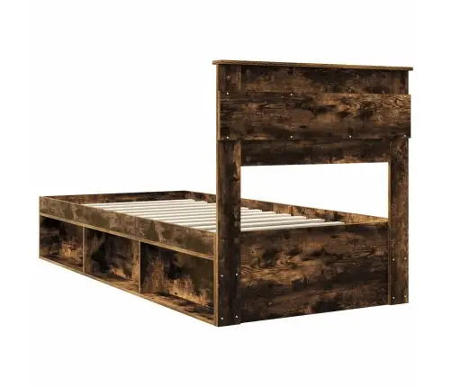 Voodi Raam Madratsiga Suitsetatud Tamm 100 X 200 Cm Tahke Mänd