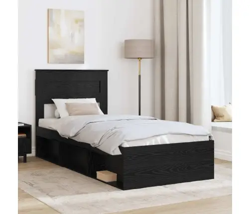 Gultas Rāmis Ar Matraci Melna 90 X 190 Cm Ciets Priedes Koks Vidaxl