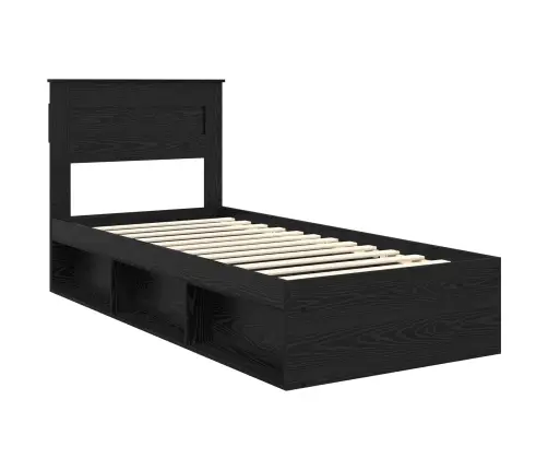Gultas Rāmis Ar Matraci Melna 90 X 190 Cm Ciets Priedes Koks Vidaxl