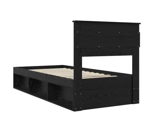 Gultas Rāmis Ar Matraci Melna 90 X 190 Cm Ciets Priedes Koks Vidaxl