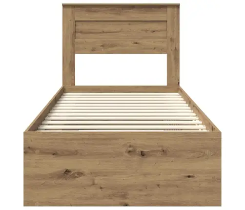 Gultas Rāmis Mākslīgā Ozola 90 X 190 Cm Ciets Priedes Koks Vidaxl