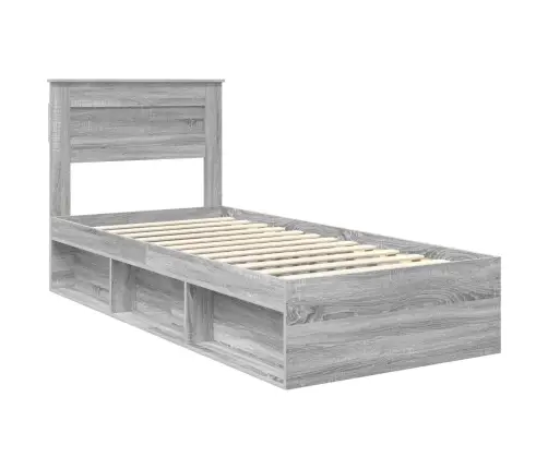 Gultas Rāmis Pelēks Sonoma 90 X 200 Cm Ciets Priedes Koks Vidaxl