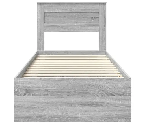 Gultas Rāmis Pelēks Sonoma 90 X 200 Cm Ciets Priedes Koks Vidaxl