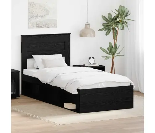 Gultas Rāmis Ar Matraci Melna 75 X 190 Cm Ciets Priedes Koks Vidaxl