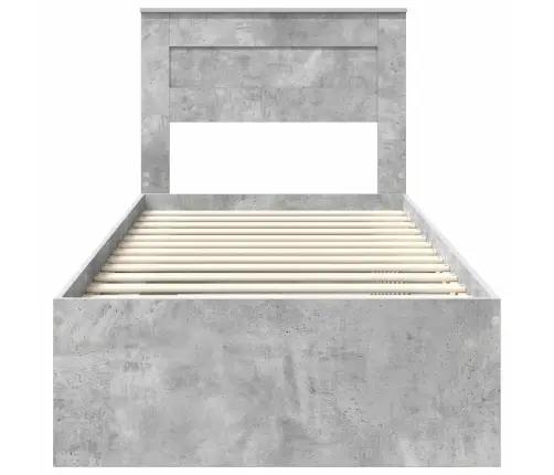 Voodi Raam Madratsiga Peaga Betoonhall 75 X 190 Cm Tahke Mänd