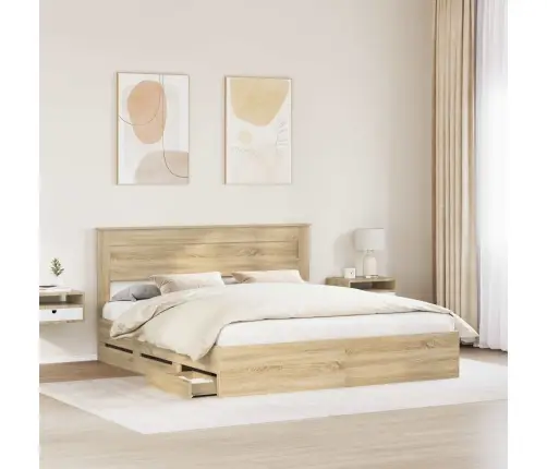 Gultas Rāmis Sonoma Ozols 200 X 200 Cm Inženieru Koks Vidaxl