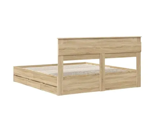 Gultas Rāmis Sonoma Ozols 200 X 200 Cm Inženieru Koks Vidaxl