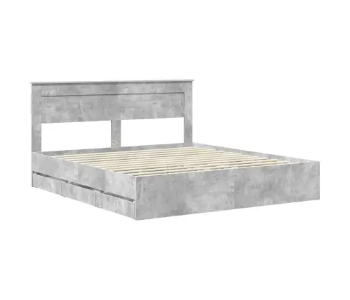 Gultas Rāmis Betona Pelēks 200 X 200 Cm Inženieru Koks Vidaxl