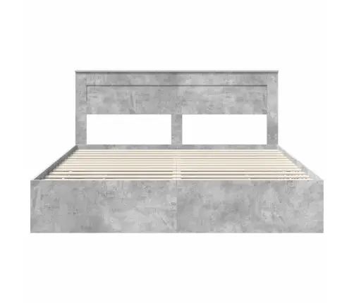 Gultas Rāmis Betona Pelēks 200 X 200 Cm Inženieru Koks Vidaxl