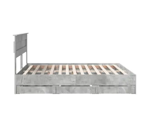 Gultas Rāmis Betona Pelēks 200 X 200 Cm Inženieru Koks Vidaxl