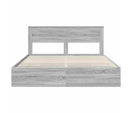 Gultas Rāmis Pelēks Sonoma 200 X 200 Cm Inženieru Koks Vidaxl