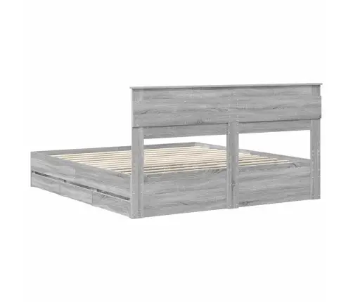 Gultas Rāmis Pelēks Sonoma 180 X 200 Cm Inženieru Koks Vidaxl