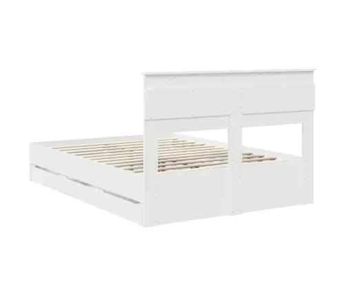 Gultas Rāmis Ar Atvilktni Balts 150 X 200 Cm Inženieru Koks Vidaxl