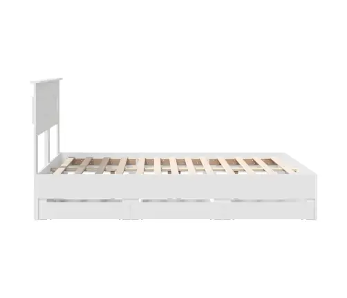 Gultas Rāmis Ar Atvilktni Balts 150 X 200 Cm Inženieru Koks Vidaxl