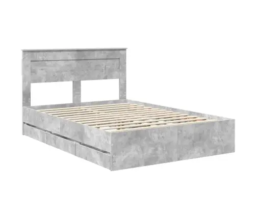 Gultas Rāmis Betona Pelēks 150 X 200 Cm Inženieru Koks Vidaxl