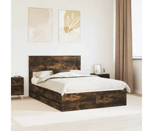 Voodi Raam Sahtliga Suitsetatud Tamm 140 X 190 Cm Inseneripuit