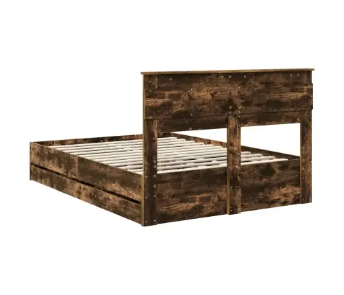 Gultas Rāmis Dūmaka Ozols 140 X 190 Cm Inženieru Koks Vidaxl